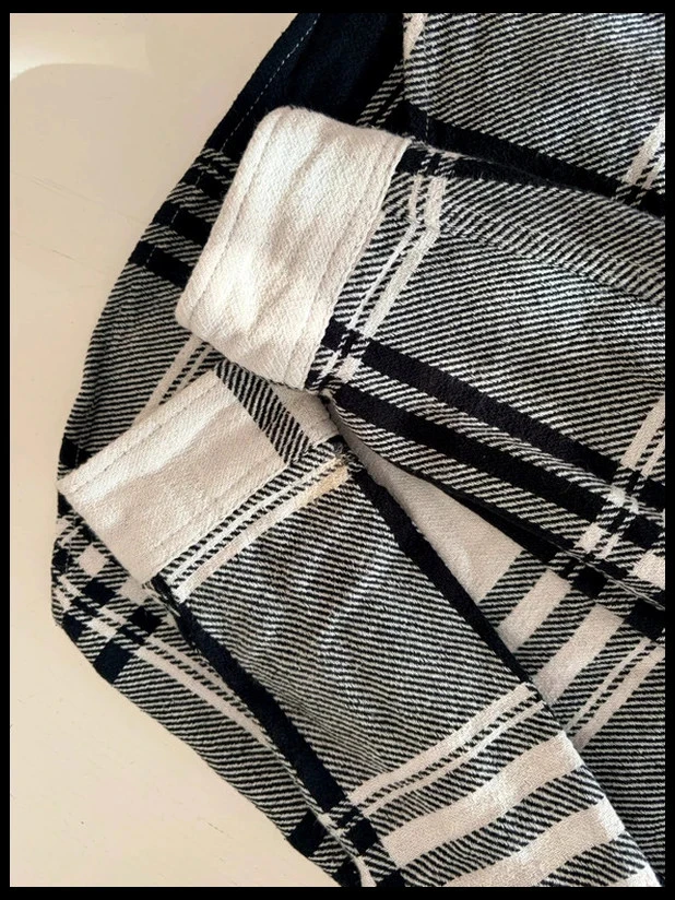 Sobrecasaco de quadrados preto e cru Pull&Bear 100% algodão mangas compridas homem M – photo 10